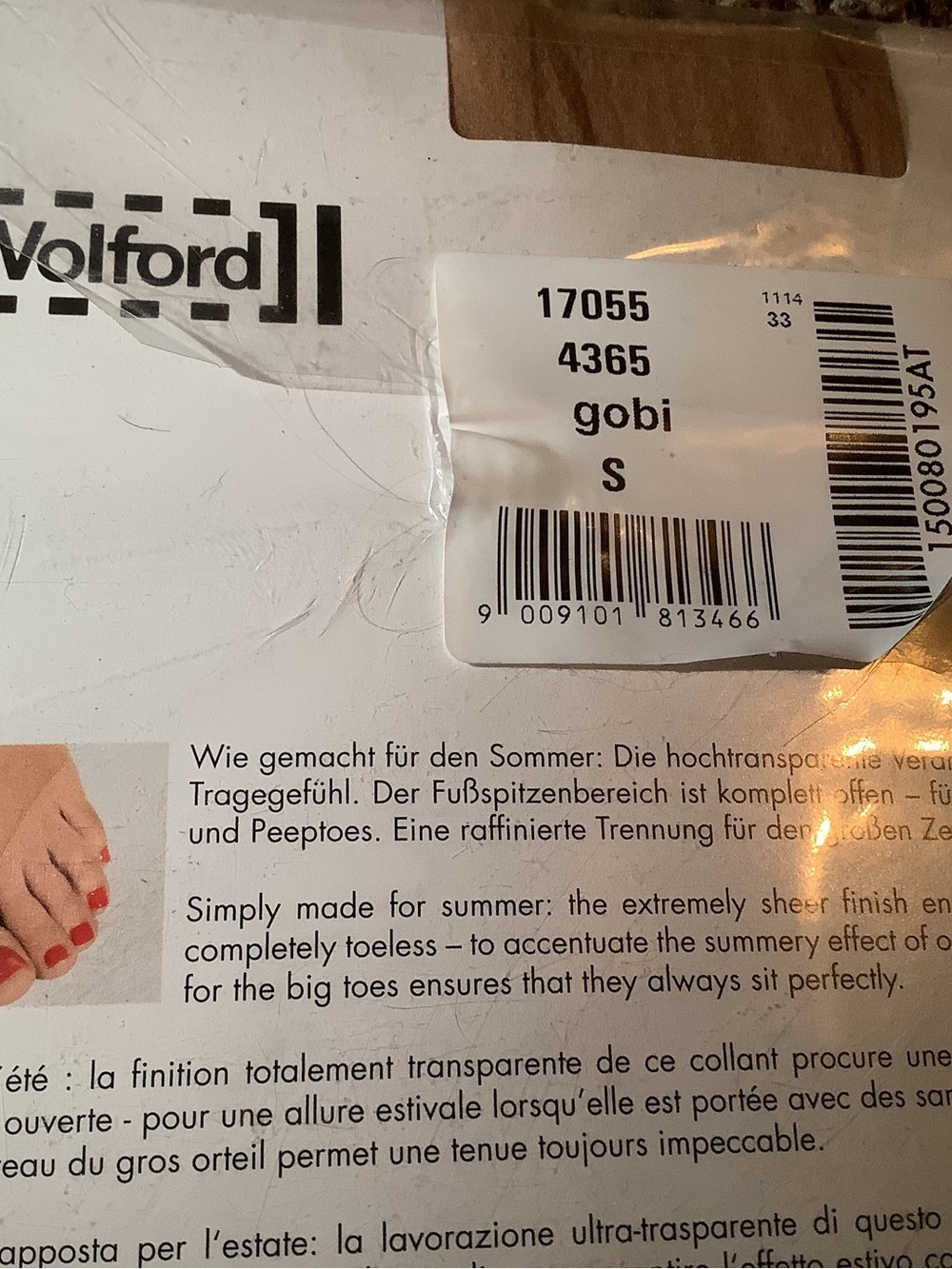 Wolford luxe 9 toeless tights, color gobi, size: S - Picture 9 of 10